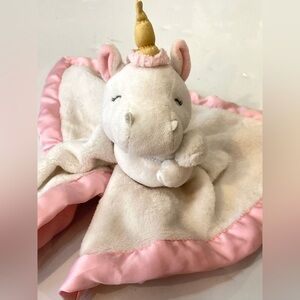 Pink Unicorn Lovey Security Blanket Plush Satin White Soft Lovie Comfort Carters
